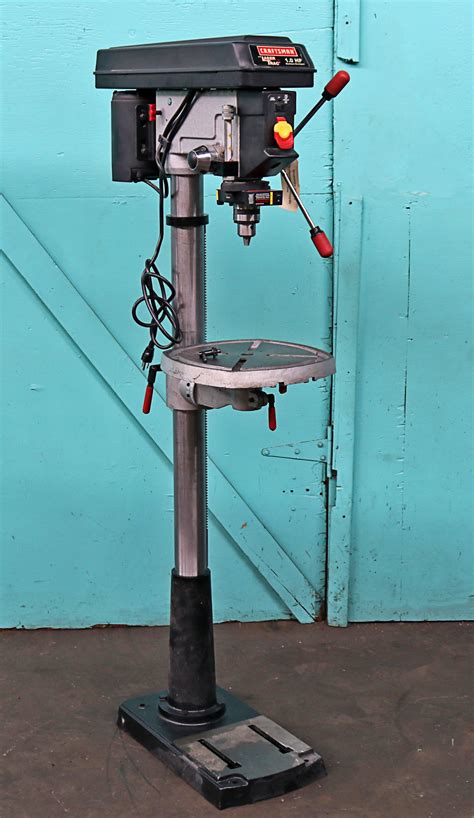 Item is good pre-owned slightly used condition, drill is in very good working condition but is lacking. . Craftsman floor standing drill press